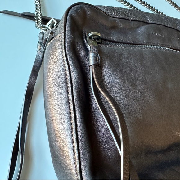 AllSaints Metallic Brown Leather Chain Crossbody Bag - Picture 3 of 14